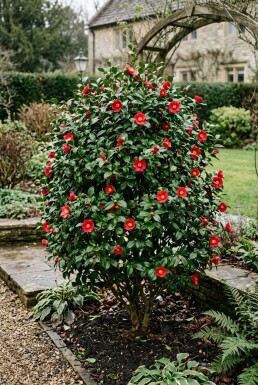 Camellia vernalis 'Yuletide' Strauch