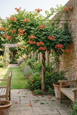 Campsis tagliabuana 'Fire Trumpet' Halbhochstamm