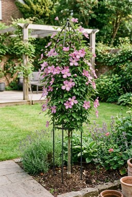 Clematis 'Bagatelle' am Stab