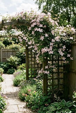 Clematis montana 'Elizabeth' Gestockt