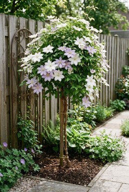 Clematis 'Mrs George Jackman' gestäbt