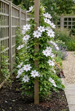 Clematis 'Mrs George Jackman' gestäbt