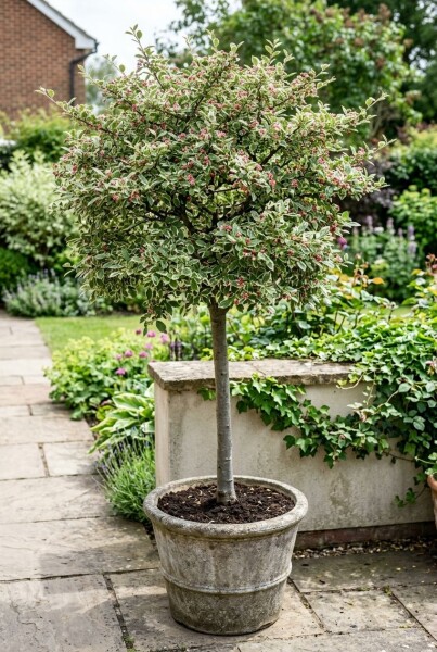Cotoneaster atropurpureus 'Variegatus' auf Stamm