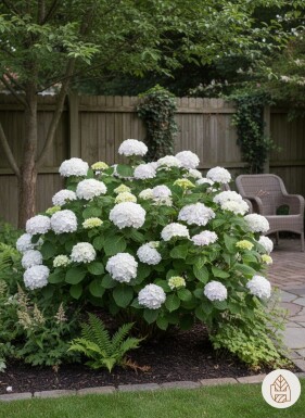 Hydrangea macrophylla 'The Bride' Strauch 30-35 cm