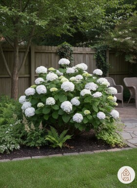Hydrangea macrophylla 'The Bride' Strauch 30-35 cm