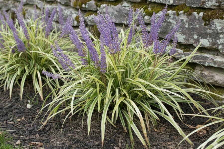 Liliengras Liriope muscari 'Variegata' 5-10 Topf P9 Liriope muscari 'Variegata'